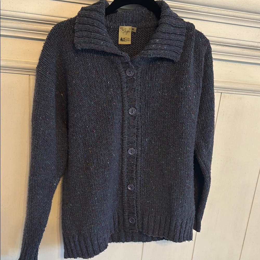Magee Blue/Grey Women's Cardigan Sweater Mediim